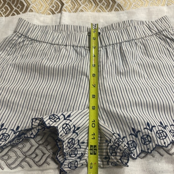 Madewell‎ Sleep Shorts, Jardin Stripe Embroidered Scalloped Hem with Pockets,M - Picture 8 of 11